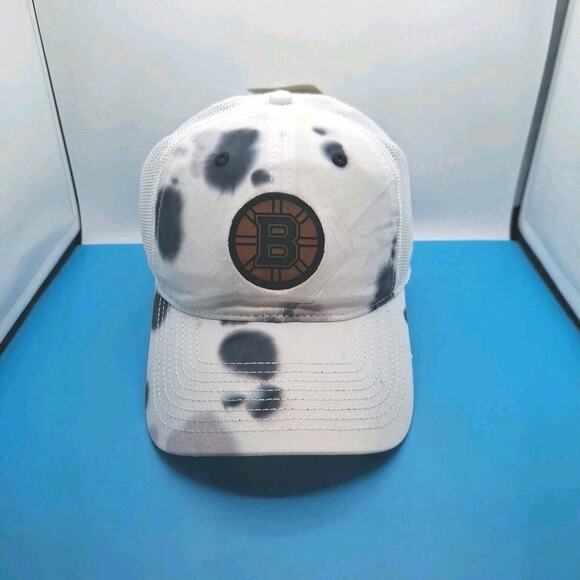 Boston Bruins Tie Dye Trucker Snapback Leather Patch Hat Cap NHL The Game - Picture 1 of 7